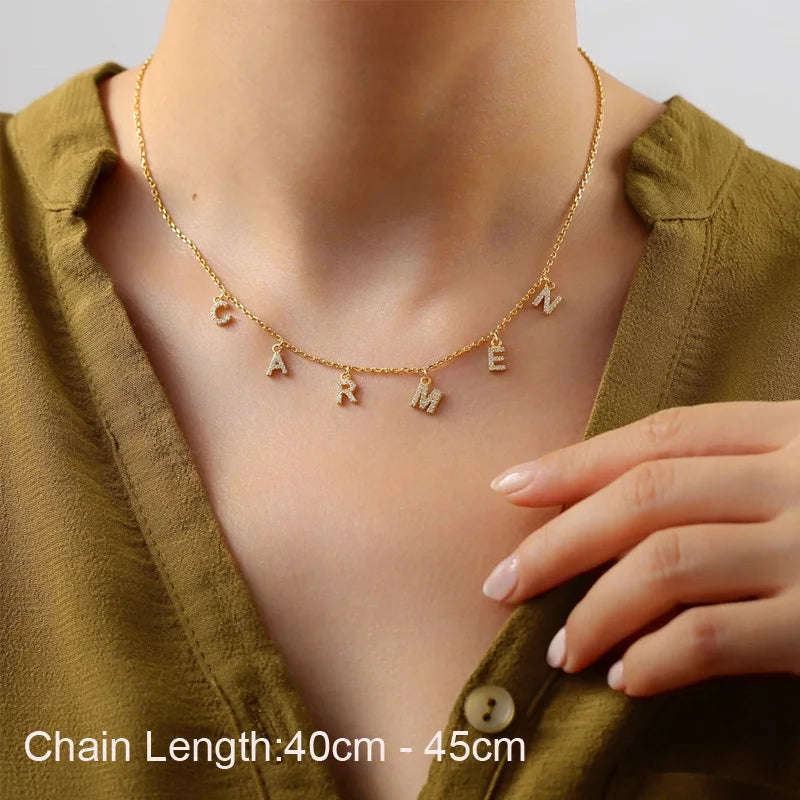 Collier personnalisé en acier inoxydable pour femme, pendentif lettre Alpahbet, nom initial, déclaration de collier, cadeau de breloques