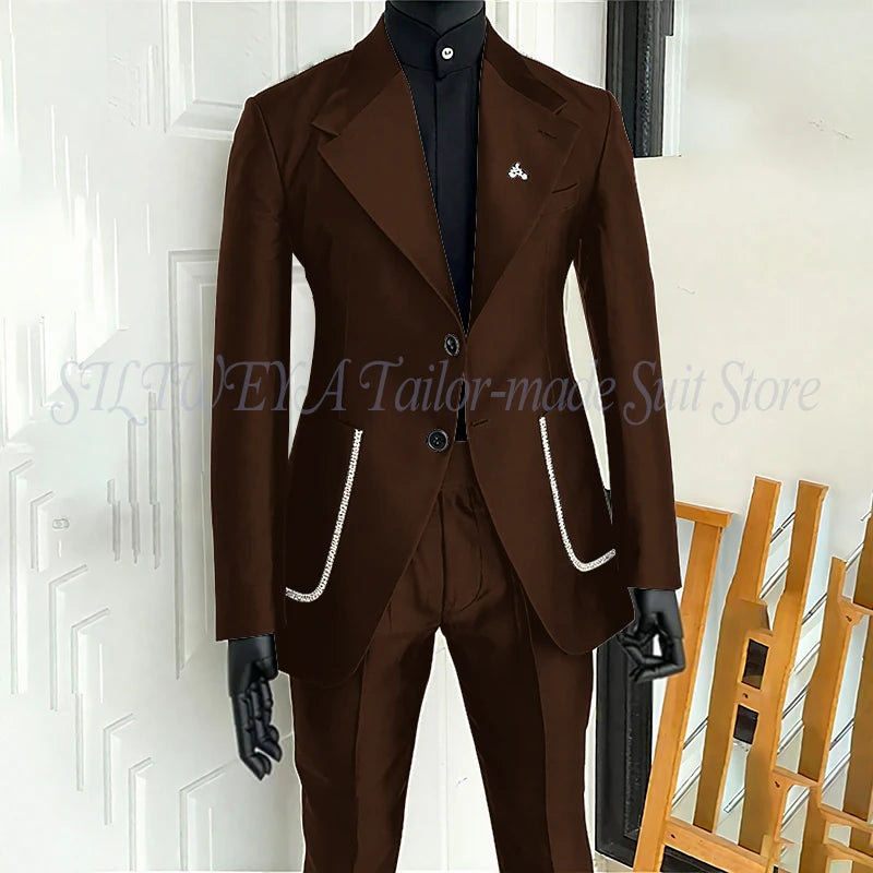 Costume 2 pièces noir pour hommes, Blazer et pantalon, simple boutonnage, travail quotidien, Business, décontracté, ensemble De Costume De fête, Traje De Hombre Elegante