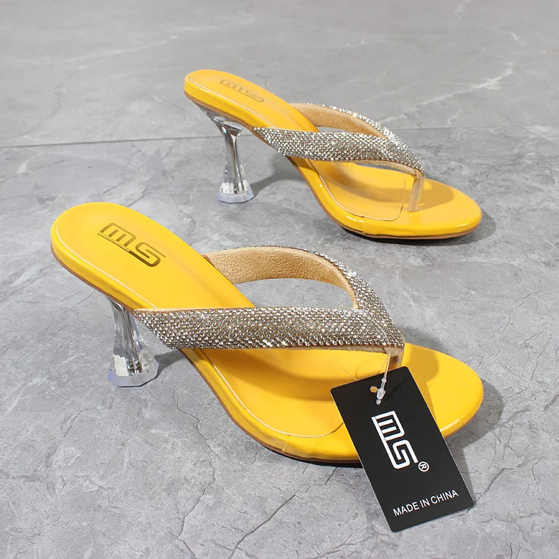Pantoufles Modernes en Cuir Verni pour Femme, Chaussures à Talons Haute