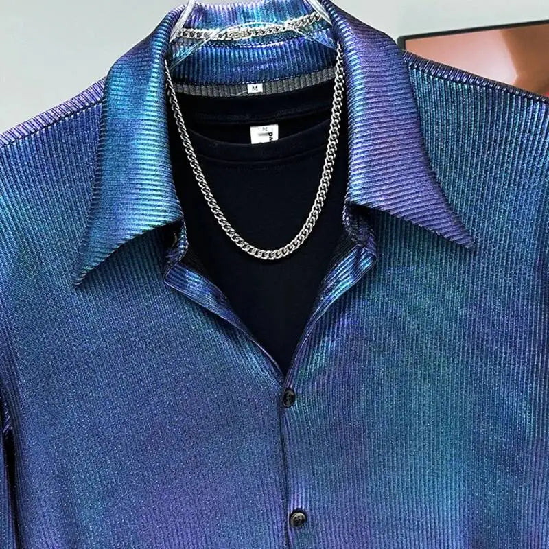 Chemise pour homme élégant Design de Niche épaulettes amples à manches longues   de luxe