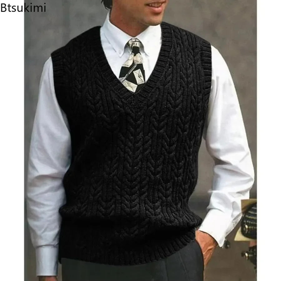 Pull chaud et décontracté pour homme, col en V, sucirculation, automne, hiver, 2026