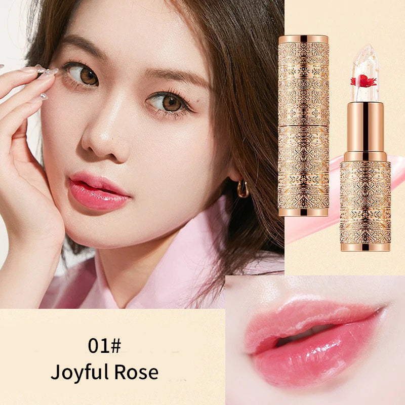 Le rouge à lèvres pétale qui change de couleur cristal pour les femmes hydrate le baume à lèvres durable et non collant