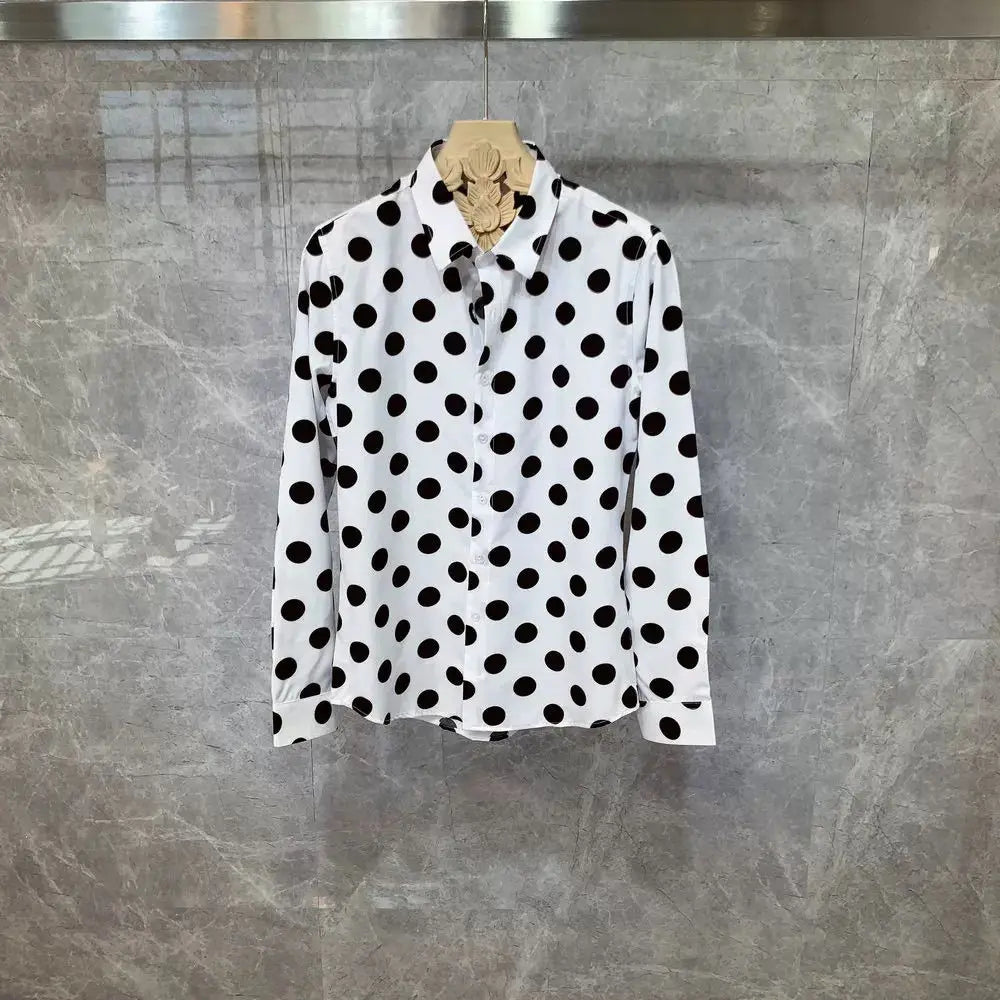 Chemise à manches longues haut de gamme imprimé à pois, décontractée, Style  tendance,Chic