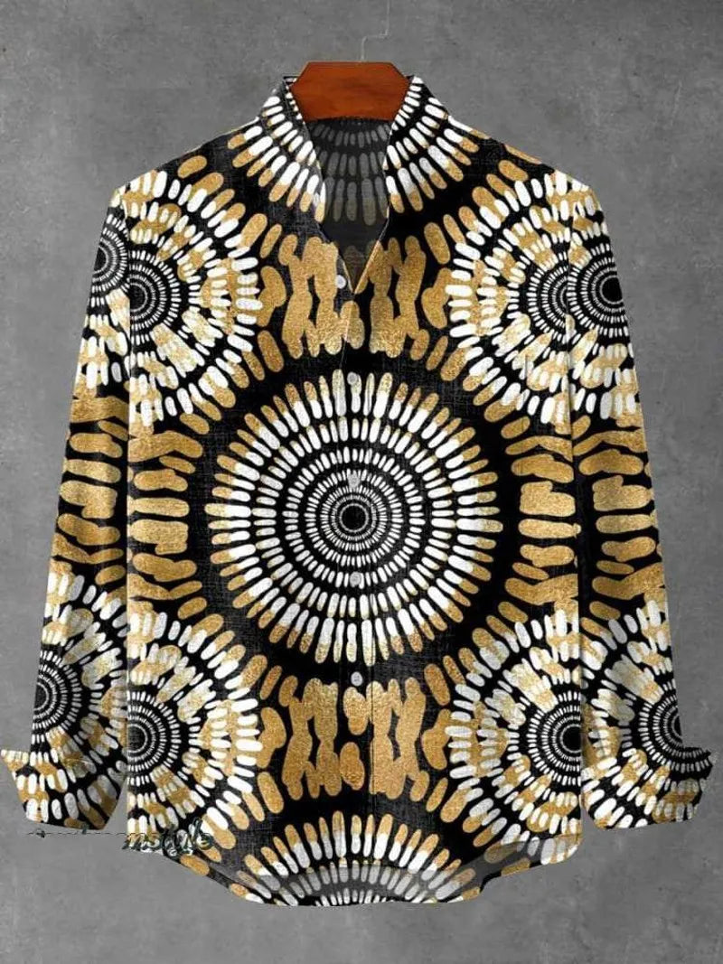 Chemise à manches longues en laine  imprimé  pour hommes, Style Gentleman, à la mode, col montant, motif  haut élégant, printemps et automne