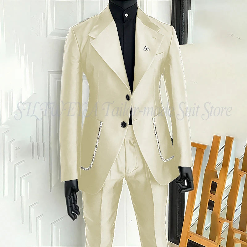 Costume 2 pièces noir pour hommes, Blazer et pantalon, simple boutonnage, travail quotidien, Business, décontracté, ensemble De Costume De fête, Traje De Hombre Elegante