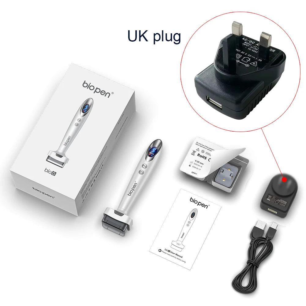 Nouveauté Derma Stamp Bio 6 LED Derma Pen EMS Vibration Microneedling équipement de beauté pour soins du visage croissance des cheveux
