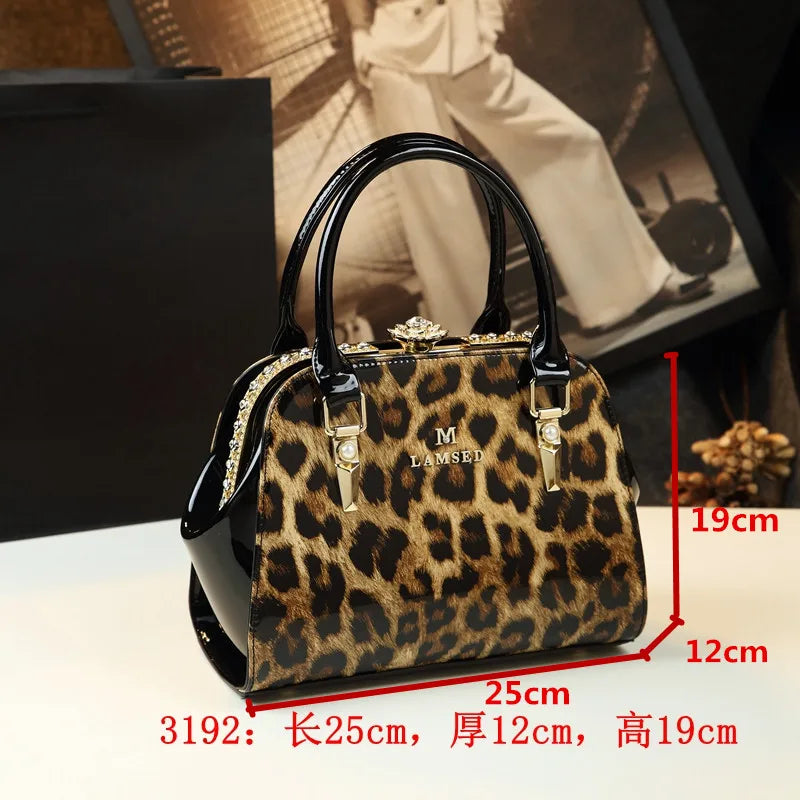 Sac à main léopard en cuir véritable pour femme, cuir de vachette, sac fourre-tout portable pour femme, sac de soirée, sacs alertes onaux initiés pour femme, mode