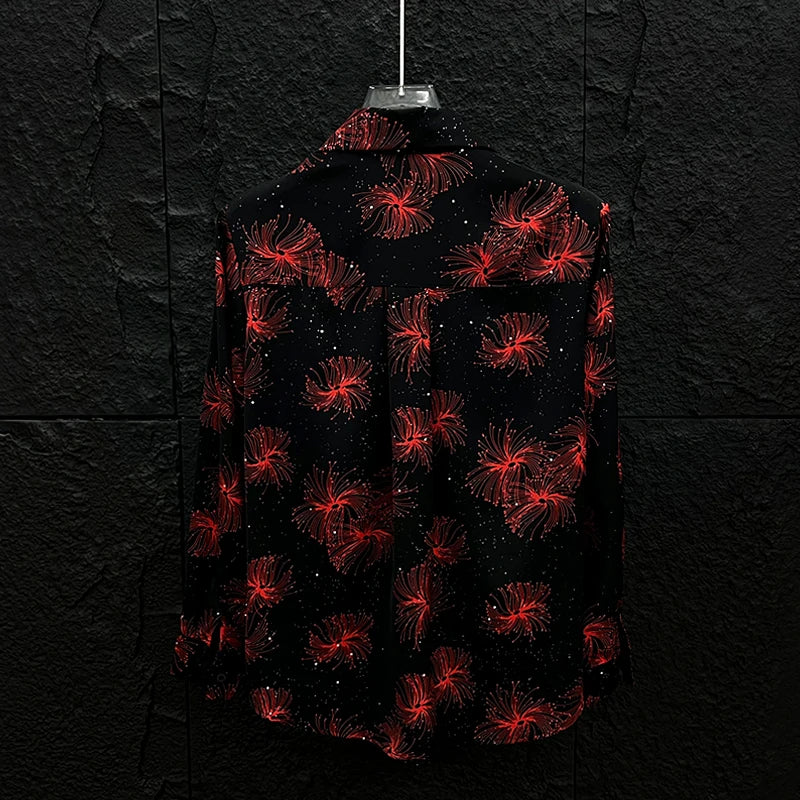 Chemises pour homme  Mode brillant paillettes à manches longues en mousseline De soie  Vintage  2026