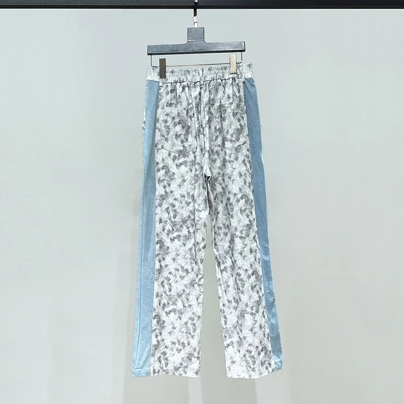 Ensemble élegant pour hommes Denim Patchwork simple boutonnage veste courte personnalité de la mode jambe droite pantalon