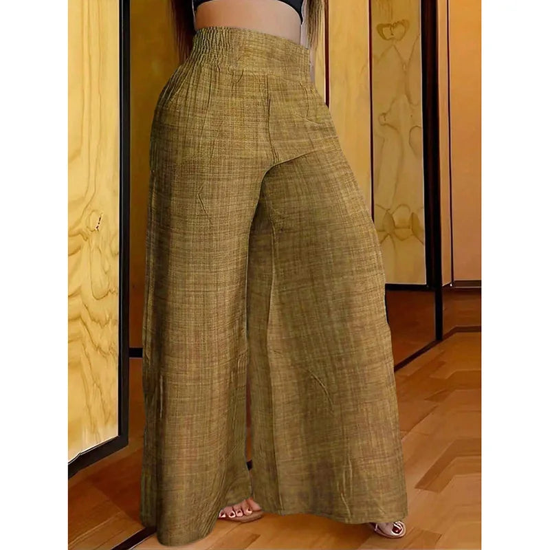 Pantalon taille haute pour femme, taille élastique fine, bleu, Slim, à la mode et polyvalent, jambes larges, 2026
