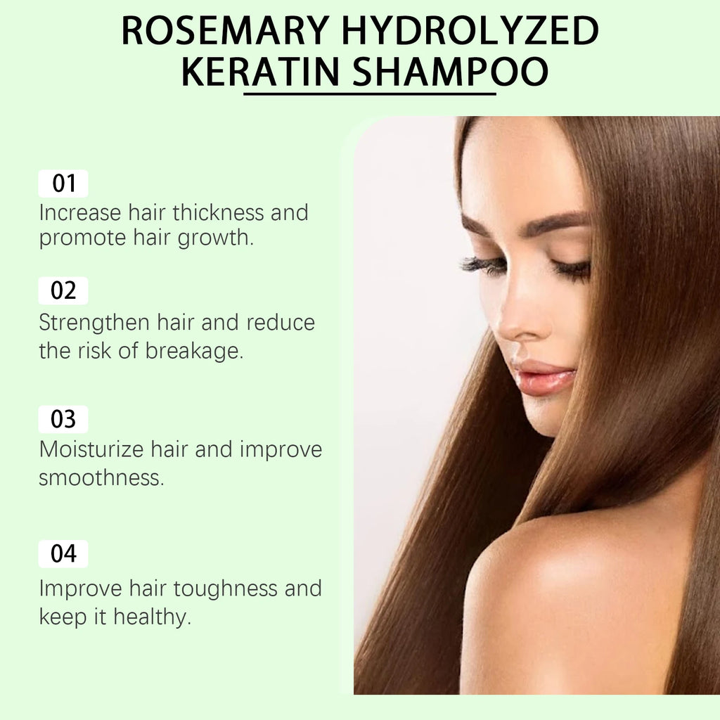 Shampoing au romarin apaisant pour le cuir chevelu, Anti-pelliculaire, rafraîchissant, réparation moelleuse, pointes fourchues, contrôle du sébum végétal, nourrissant, shampoing pour cheveux
