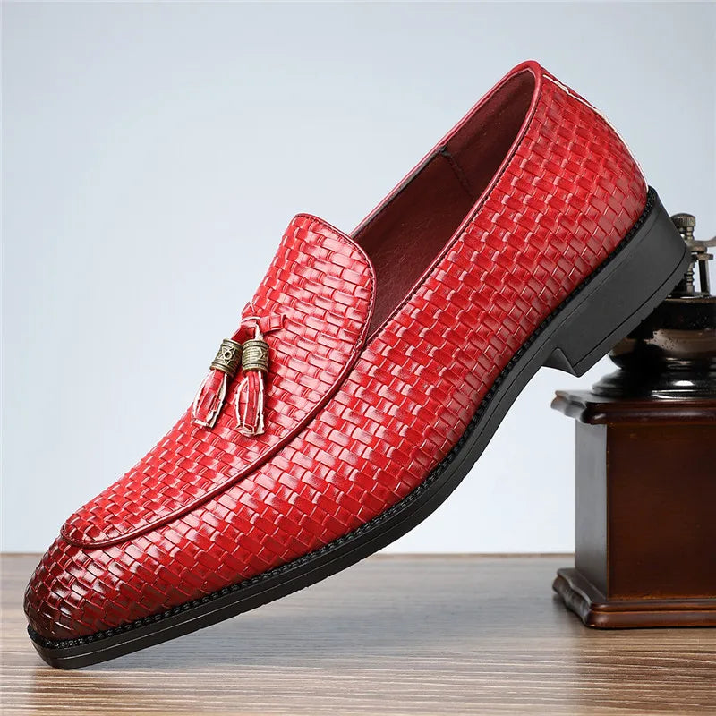 Mocassins chaussures hommes tricot motif en cuir chaussures décontractées de luxe