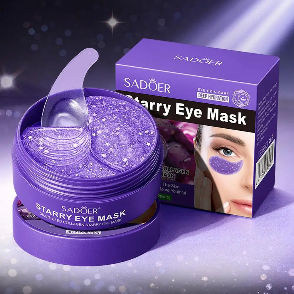 Masque pour les yeux aux algues, masque pour les yeux au collagène aux graines de raisin SADOER, masque pour les yeux hydratant et nourrissant, soin Anti-rides pour la peau des yeux