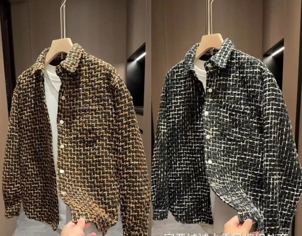 Veste chemise à revers pour hommes, ample et polyvalente, haut décontracté en queue d'aronde, de mode d'automne