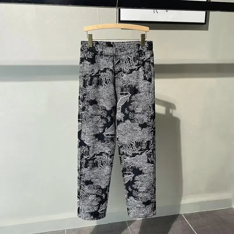 Ensemble Veste en jean brodée décontractée à la mode pour hommes, rétro élégants, coupe confortable