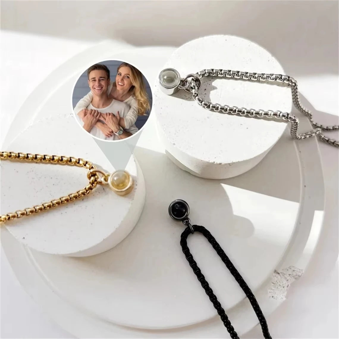 Collier de Projection de photos personnalisé avec photo à l'intérieur, accessoire de collier de photos personnalisé pour hommes