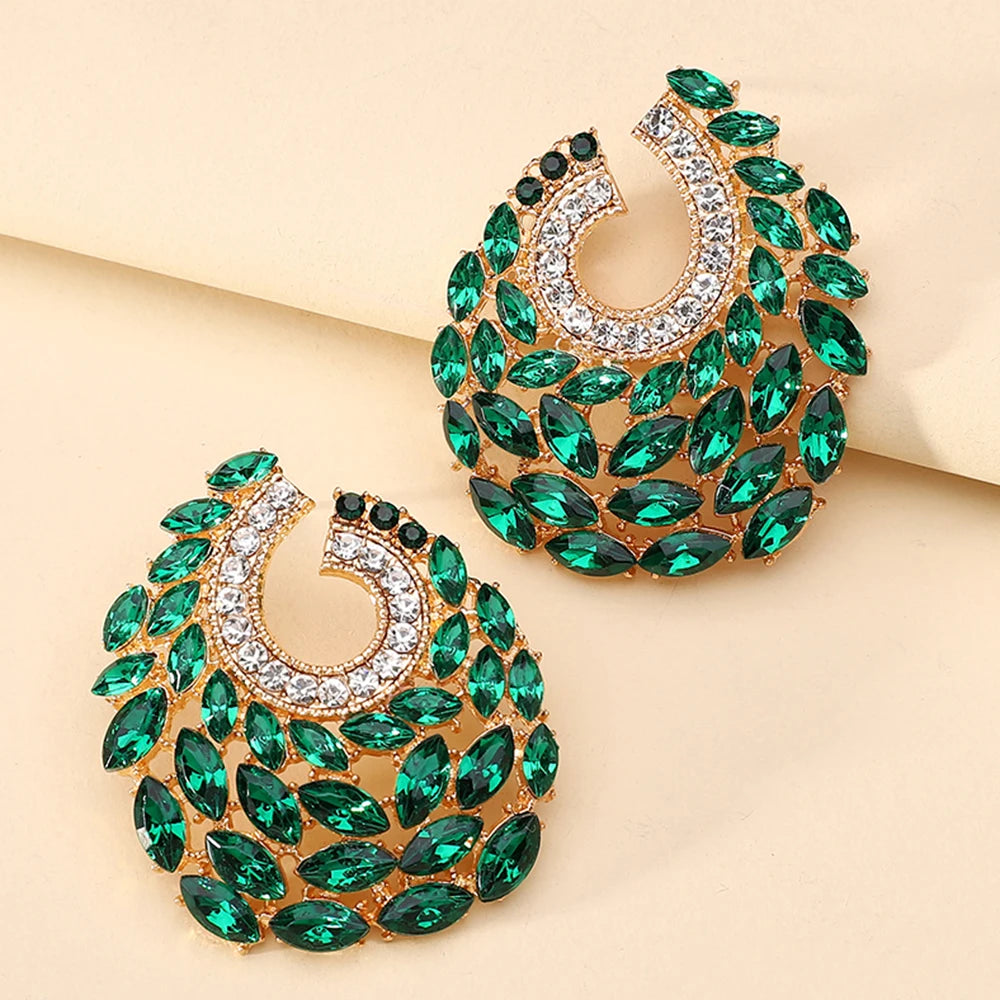 Boucles d'oreilles en strass brillant pour femmes, Design de luxe, bijoux de fête de mariage, à la mode, décor, Piercing, accessoires d'oreille à breloques