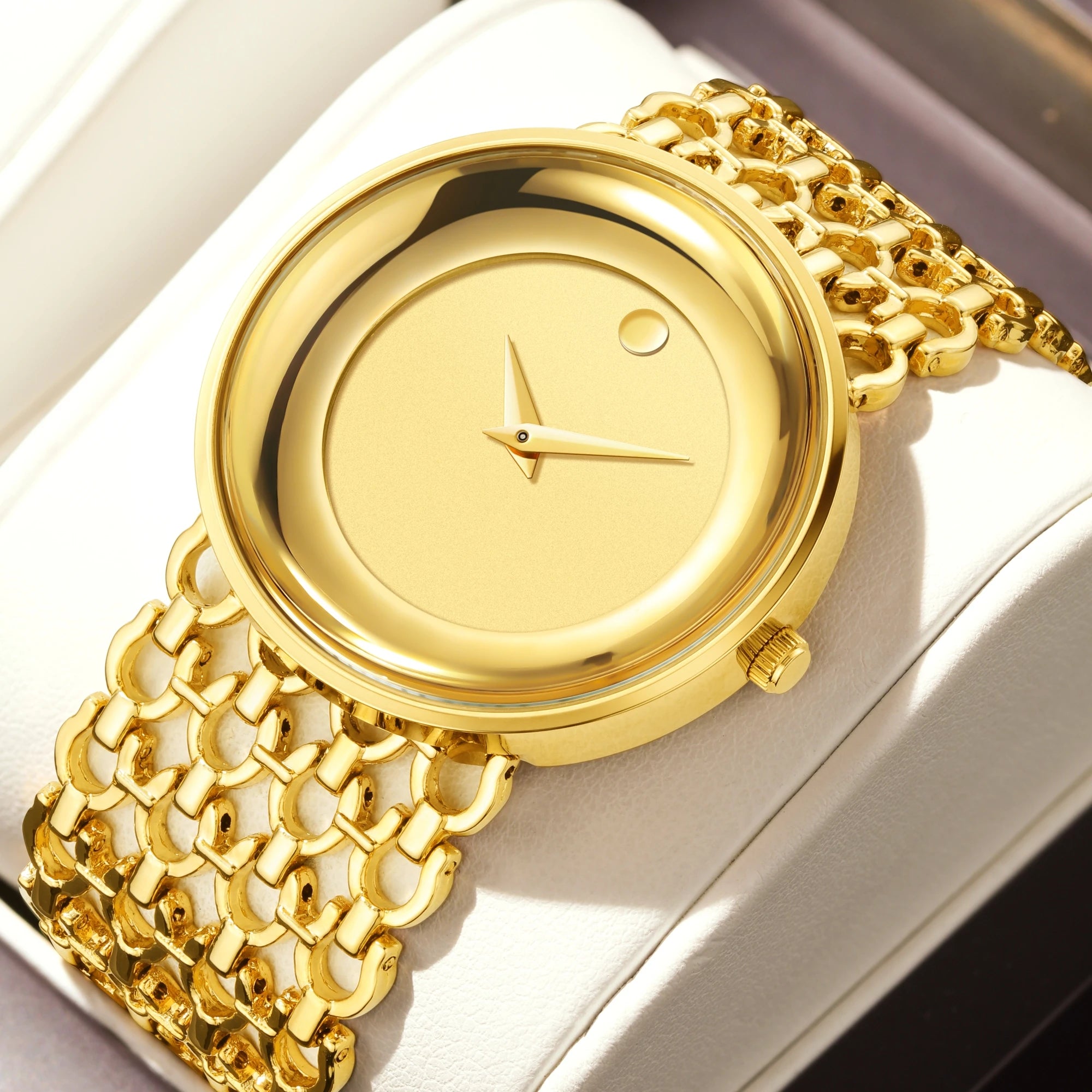 Montre pour femmes, boîtier en or, cadran noir, Style Simple, nouveau dissolvant de montre en boîte, plaqué or, offre spéciale, 2024