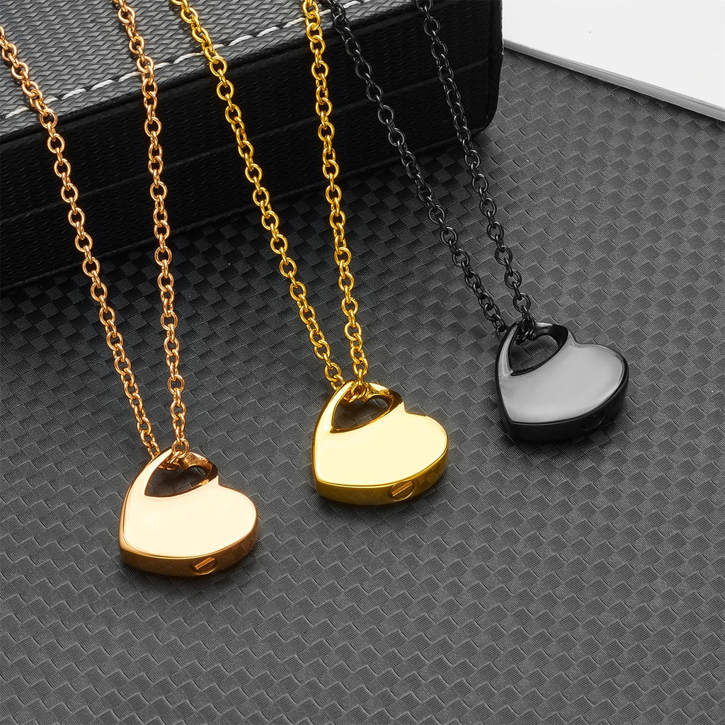 Pendentif urne coeur en acier inoxydable pour cendres humaines-collier de crémation, bijoux souvenir commémoratif