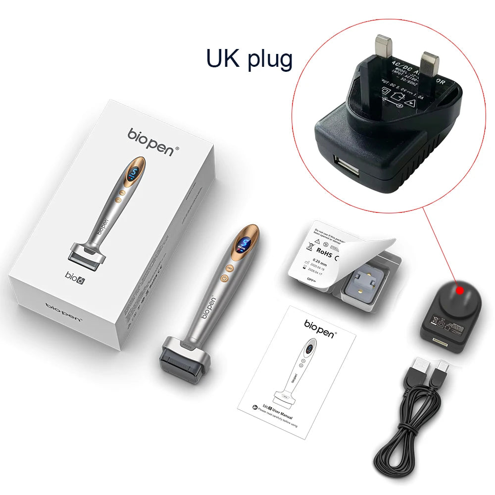Nouveauté Derma Stamp Bio 6 LED Derma Pen EMS Vibration Microneedling équipement de beauté pour soins du visage croissance des cheveux