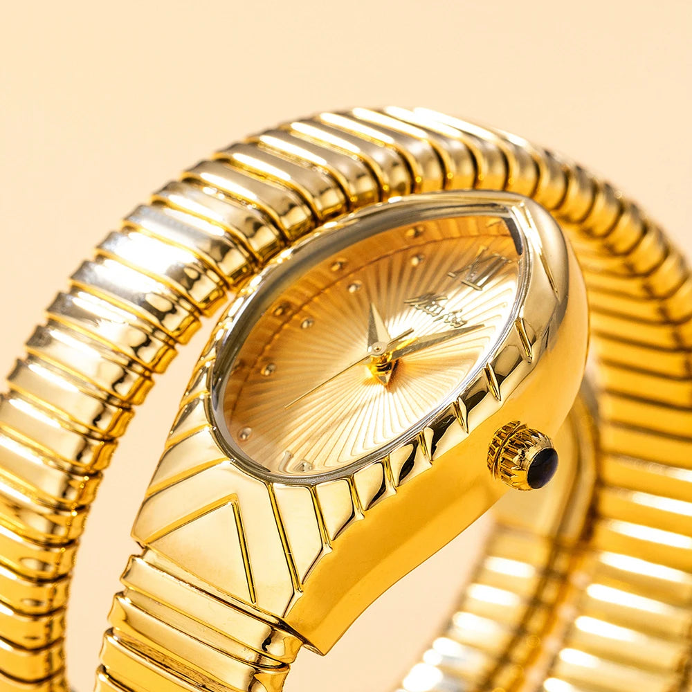 Montre Top marque MISSFOX femmes montres nouveau Quartz forme de serpent Simple dames montre mode Unique bracelet étanche montres