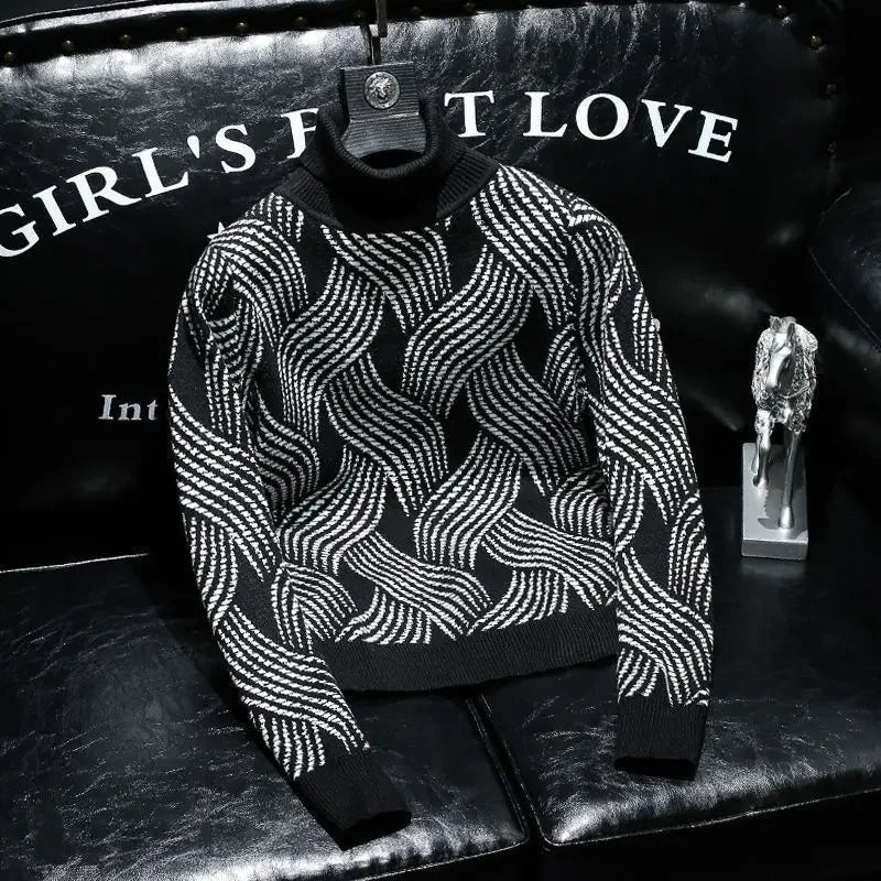 Pull en tricot fin à manches longues pour hommes, de haute qualité, sweat-vintage