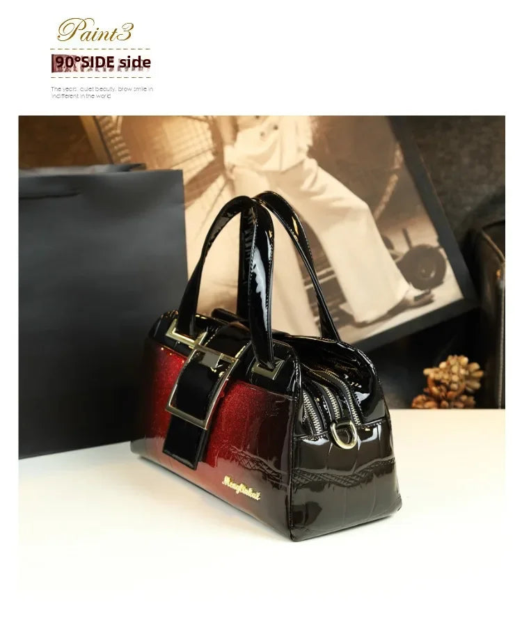 Sac à main multicouche en cuir souple pour femme, luxe motif crocodile, coussin Boston, , initié unique,