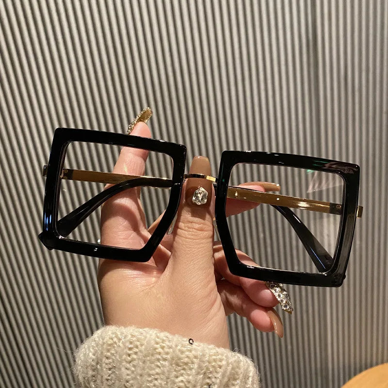 grand cadre femmes Anti-lumière bleue lunettes cadre épais nuances transparentes surdimensionné ordinateur oculaire 2025 nouveau dans