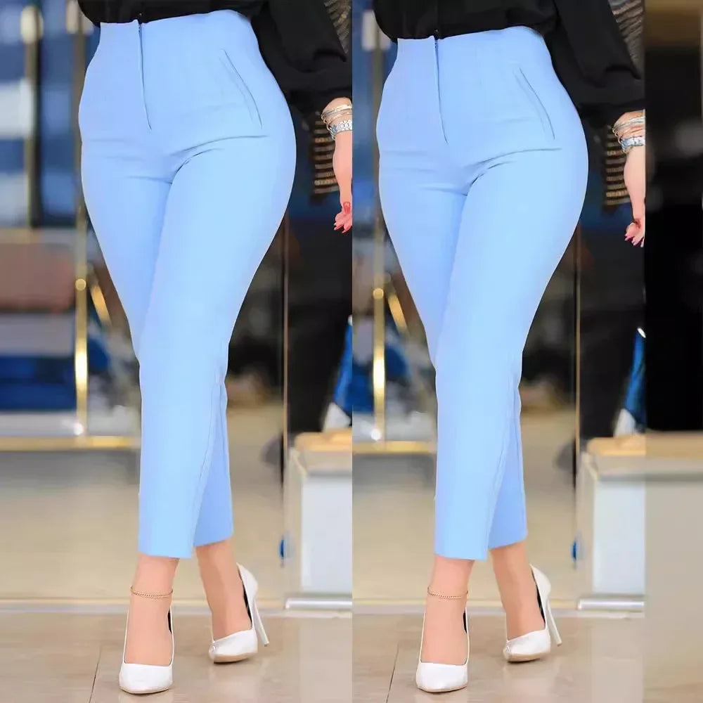 Pantalons de mode décontractés unis pour femmes Taille haute