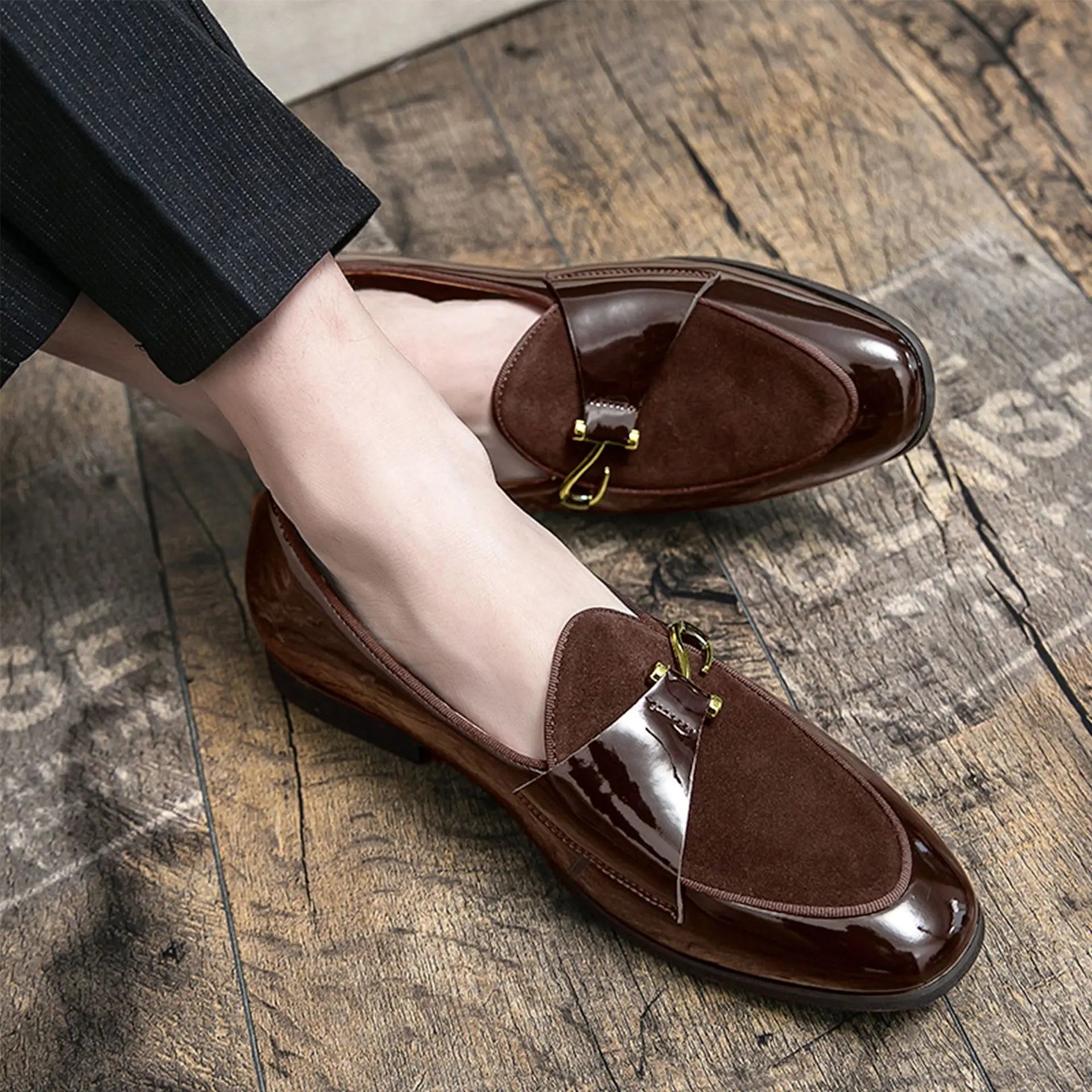 Mocassins chaussures hommes en cuir sans lacet chaussures décontracté confortable habillées boucle en daim