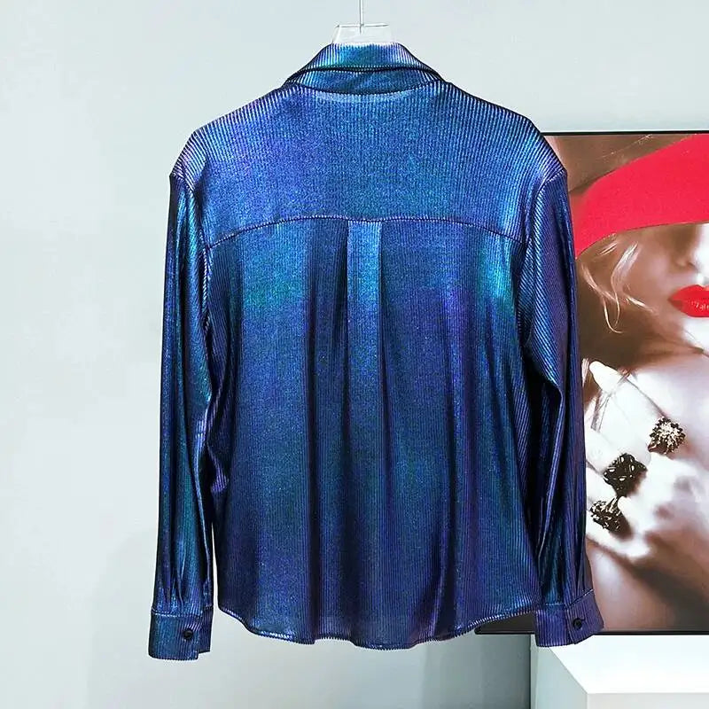 Chemise pour homme élégant Design de Niche épaulettes amples à manches longues   de luxe
