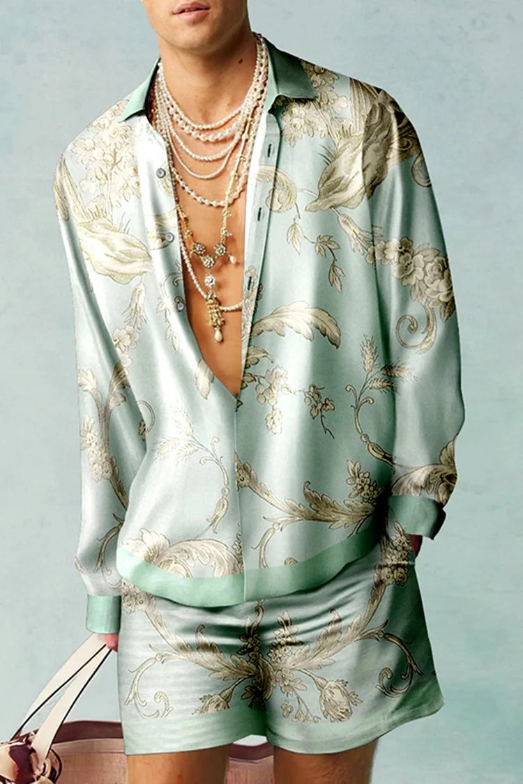 Ensemble de chemises à motif botanique pour hommes, impression 3D, mode décontractée, objectifs de plage, streetwear d'été, vêtements hawaïens