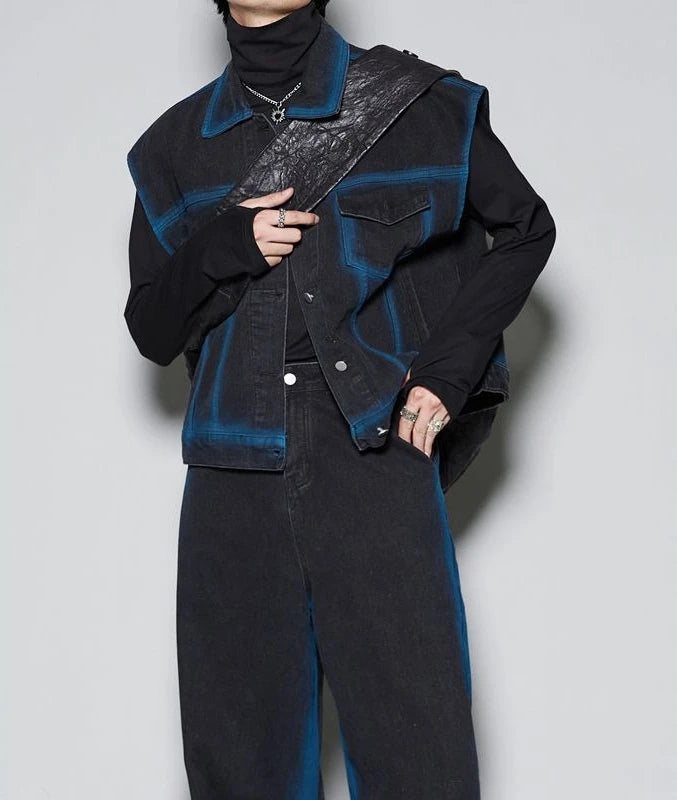Ensemble Veste en jean T-shirts pantalons costumes pour hommes de luxe vêtements d'été à manches courte Chic