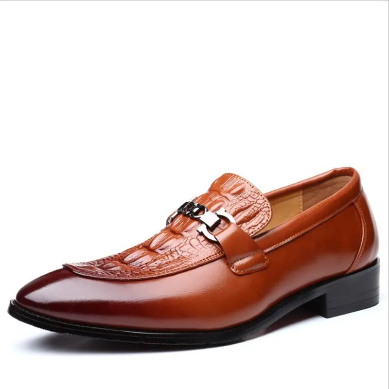 Homme chaussures de luxe Crocodile Grain cuir ,d'affaires sans lacet hommes fête de mariage  décontracté