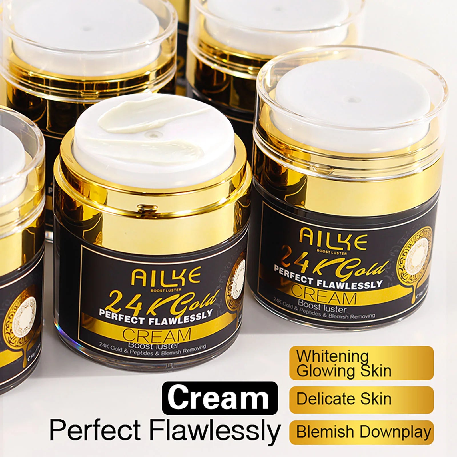 AILKE 24K Glod Gamme de soins pour la peau impeccable, blanchissant la peau, réduit les taches foncées, la mélanine, les rides, hydrate, pour femmes et hommes