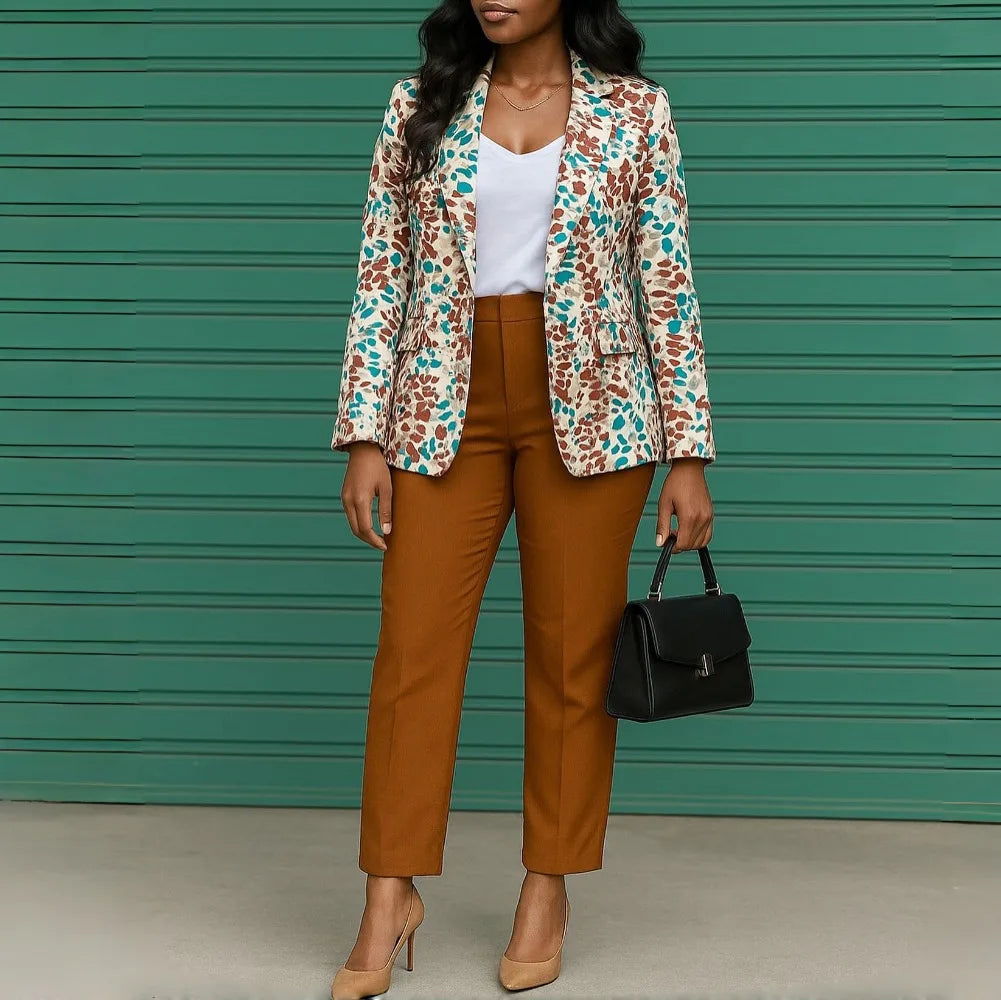 Ensemble deux pièces élégant pour femmes, Blazer imprimé florale Slim, taille haute, longueur cheville, pantalon, costume d'affaires, de bureau, nouvelle collection 2026