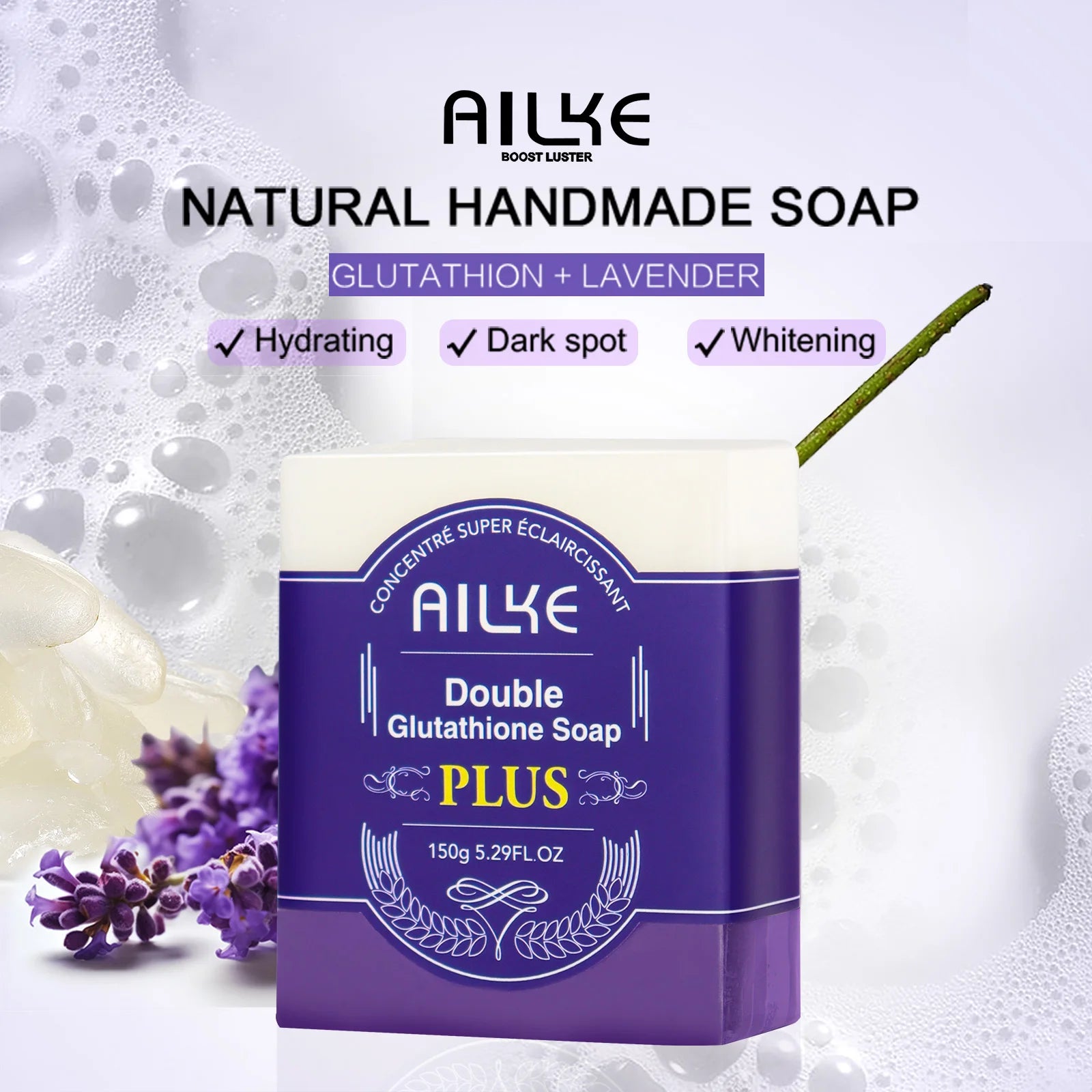 AILKE Ensemble de blanchiment double glutathion pour tous les types de peau, réduit les taches foncées, la mélanine, les taches de rousseur, le cloasma, même le teint