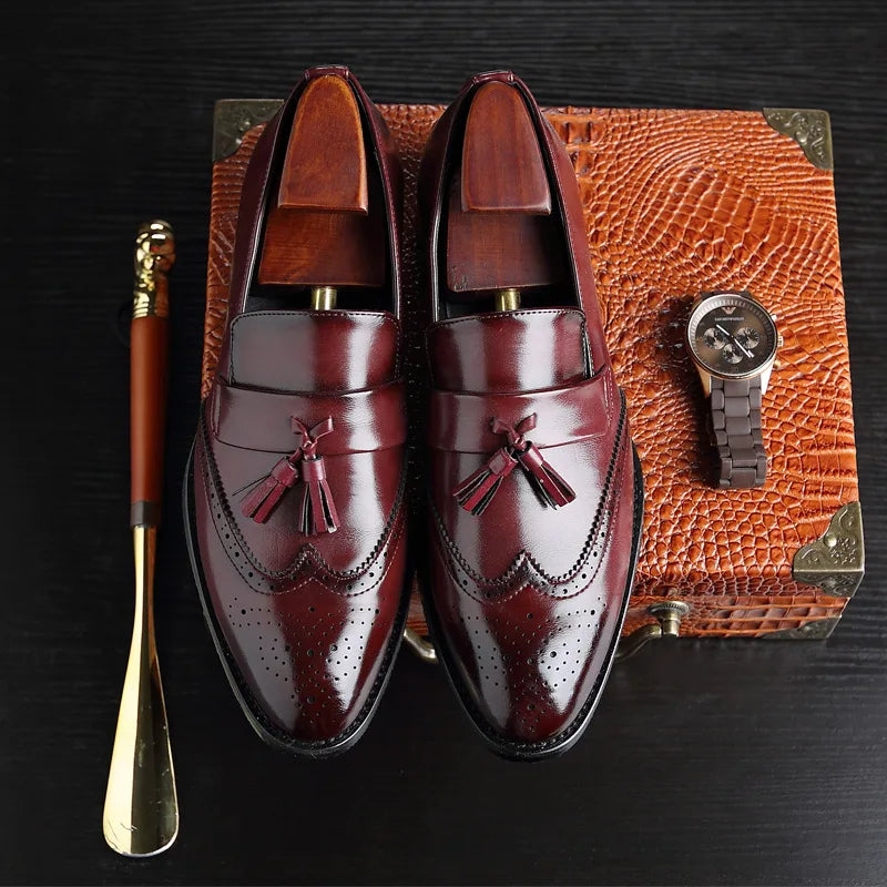 Mocassins en cuir de luxe pour hommes, chaussures richelieu à pompons de styliste,  mode haute qualité