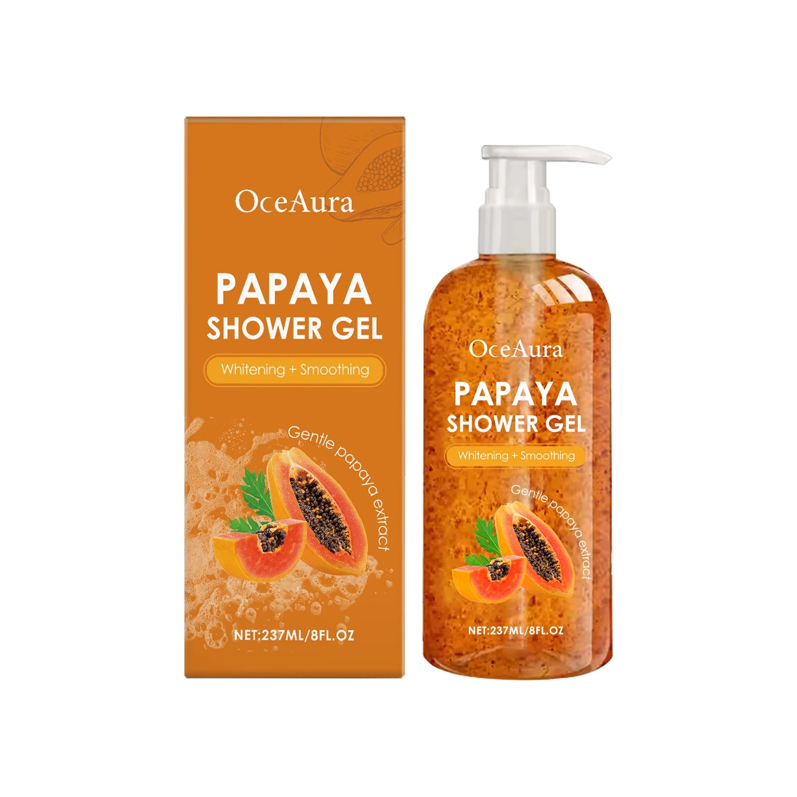 Gel douche blanchissant au papaye, exfoliant, estompe, Pigmentation, arôme durable, huile de contrôle rafraîchissante, mousse riche, lavage du corps