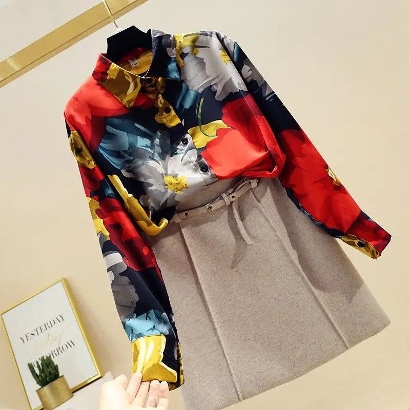Chemise pour femme printemps été automne nouvelle mode décontracté en mousseline de soie  à manches longues