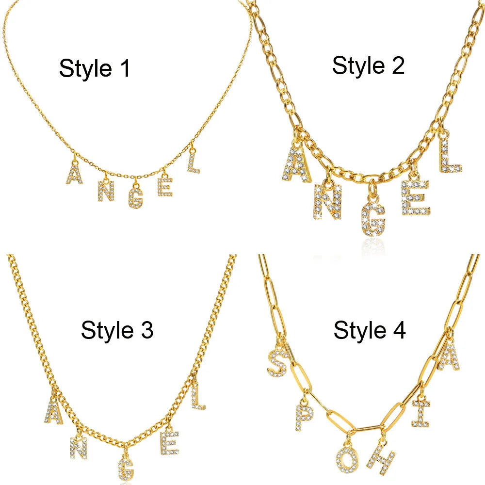 Collier personnalisé en acier inoxydable pour femme, pendentif lettre Alpahbet, nom initial, déclaration de collier, cadeau de breloques