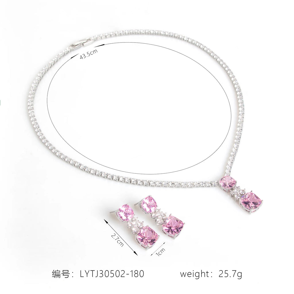 Ensemble de bijoux de mariage de luxe pour mariées et femmes, ensemble collier et boucles d'oreilles en zircone cubique, ras du cou pour fête de bal, pendentif, cadeaux
