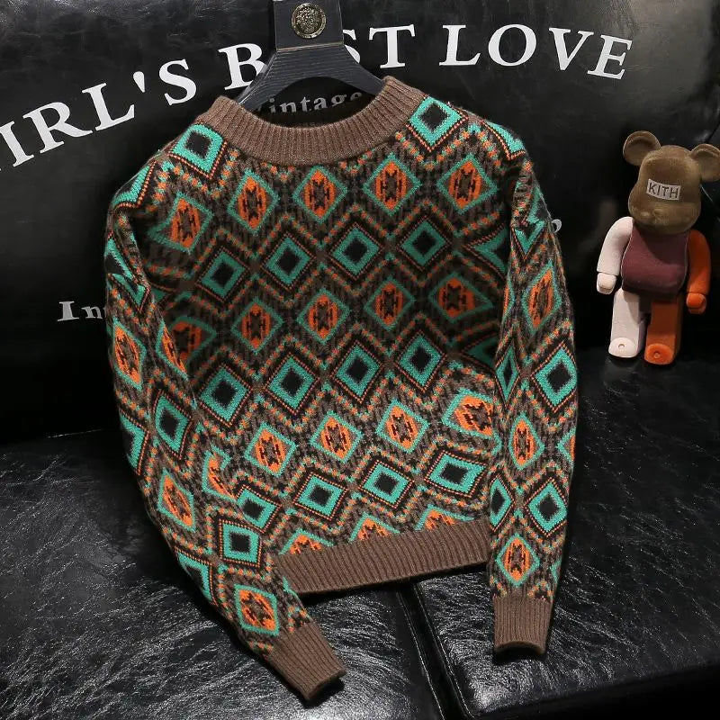 Pull tricoté Vintage à col rond pour homme, vêtement chaud et décontracté, à la mode, nouvelle collection hiver 2026