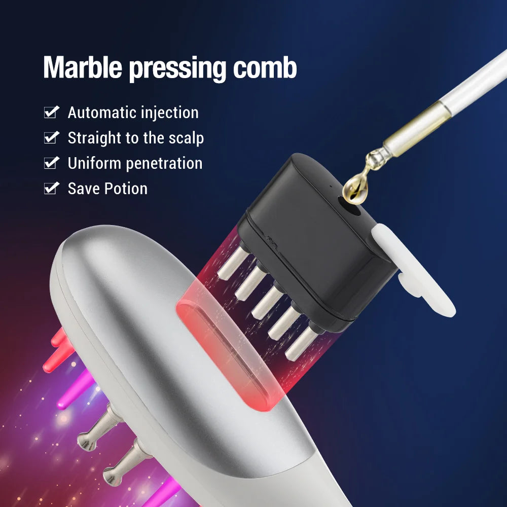 Masseur électrique du cuir chevelu EMS, peigne lumineux LED, masseur de tête avec applicateur d'huile capillaire pour la relaxation du cuir chevelu, la croissance des cheveux, adapté à tous les styles de cheveux