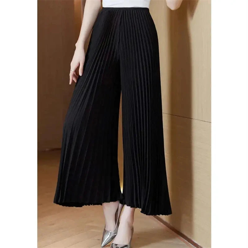 Pantalon plissé pour femmes, Slim, ample, taille haute, droit, jambes larges, mode printemps été 2026