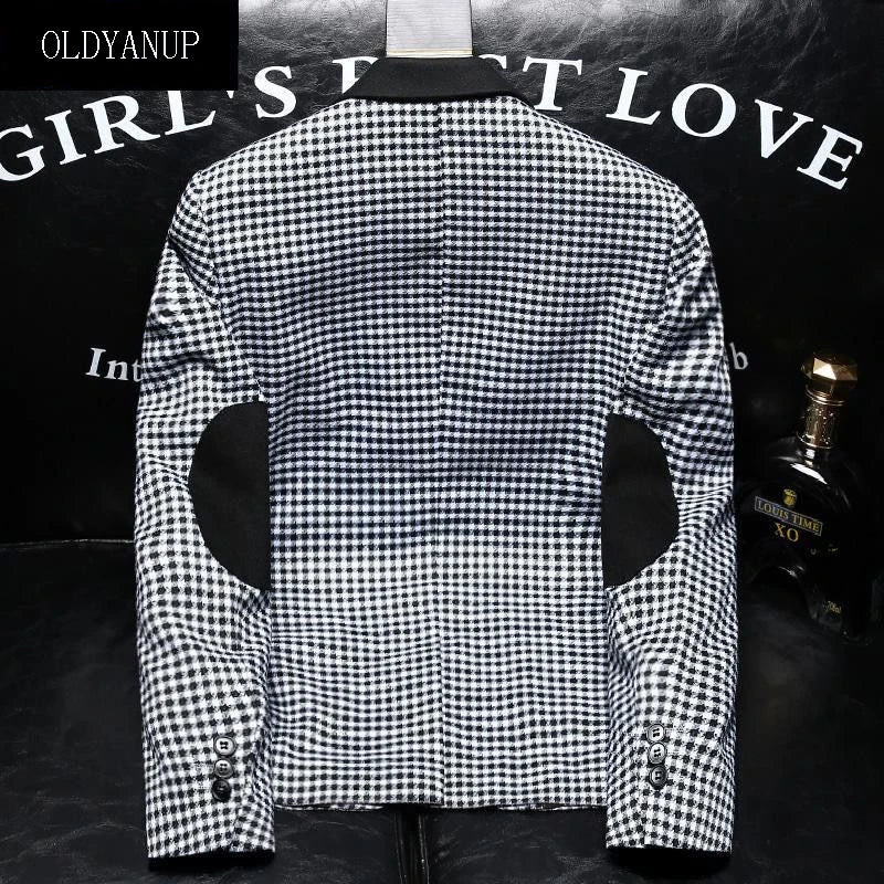 Veste trempée à carreaux avancée pour homme, blazer décontracté, manteau d'affaires, patchwork de luxe, coupe couvertes, haute qualité, printemps, automne