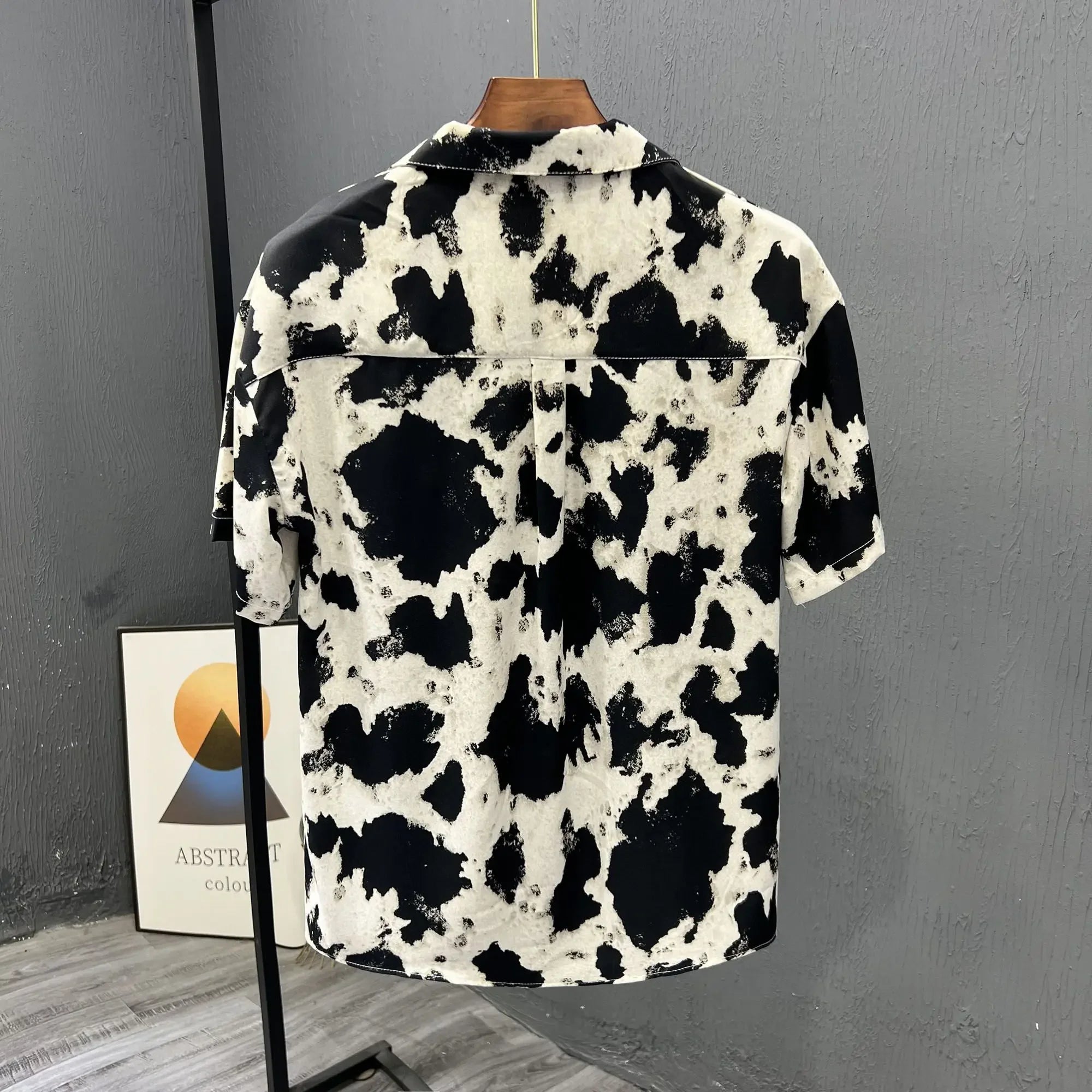 Chemise pour homme fragments mode imprimé de haute qualité  à manches courtes ample