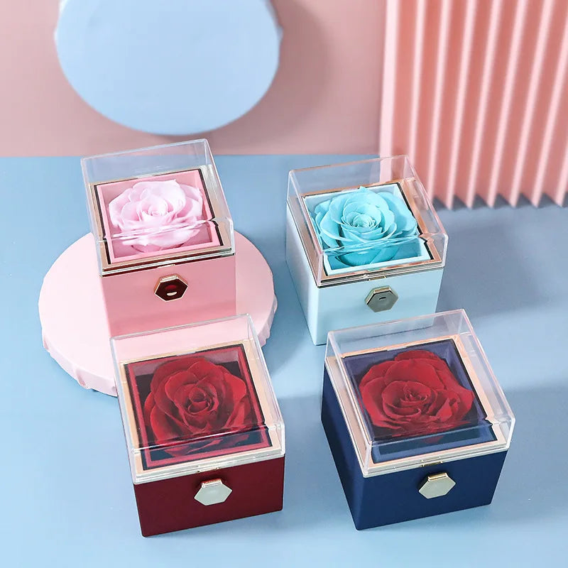 Boîte à bijoux en forme de Rose,cadeaux de saint-valentin ,collier personnalisé, pendentif de mariage