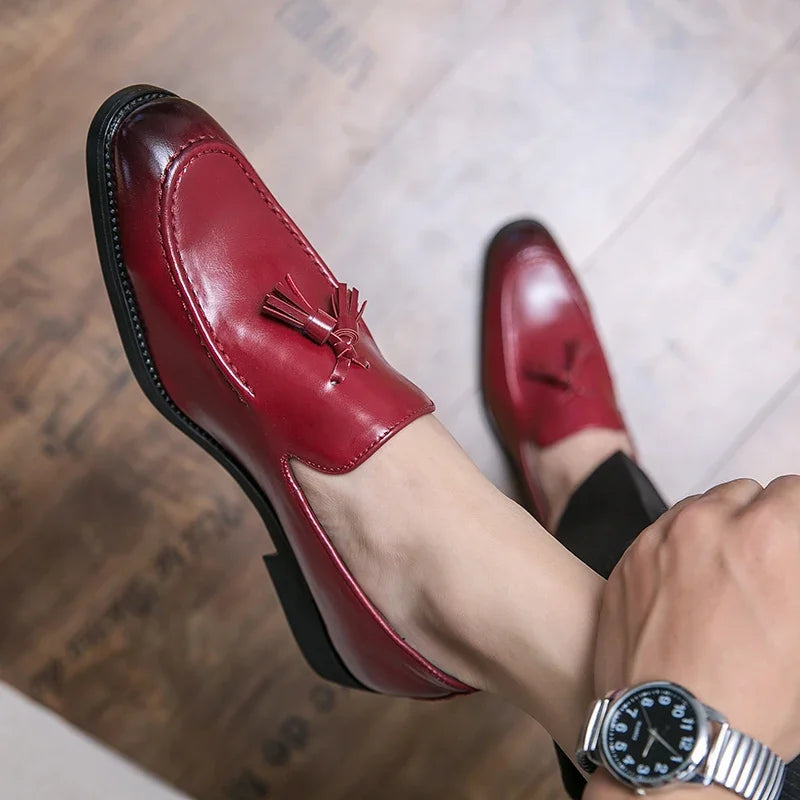 Mocassins en cuir pour hommes, chaussures de mariage, glands faits à la main de haute qualité