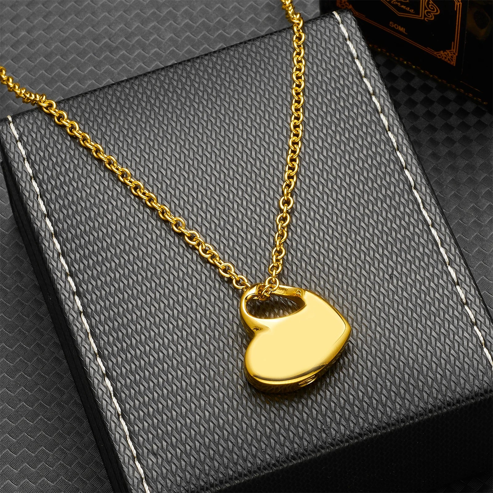 Pendentif urne coeur en acier inoxydable pour cendres humaines-collier de crémation, bijoux souvenir commémoratif